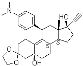 CAS # 91934-95-1, (5alpha,11beta,17alpha)-11-[4-(Dimethylamino)phenyl]-5,17-dihydroxy-19-norpregn-9-en-20-yn-3-one cyclic 1,2-ethanediyl acetal