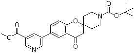 CAS # 921760-67-0, 5-[1'-(tert-Butoxycarbonyl)-4-oxospiro[chroman-2,4'-piperidin]-6-yl]nicotinic acid methyl ester, 3,4-dihydro-6-[5-(methoxycarbonyl)-3-pyridinyl]-4-oxo-Spiro[2H-1-benzopyran-2,4'-piperidine]-1'-carboxylic acid tert-butyl ester