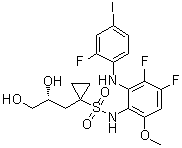 structure of CAS# 923032-38-6, N-[3,4-二氟-2-[(2-氟-4-碘苯基)氨基]-6-甲氧基苯基]-1-[(2R)-2,3-二羟基丙基]环丙烷磺酰胺