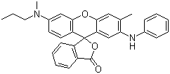 CAS # 92409-09-1, 3'-Methyl-6'-(methylpropylamino)-2'-(phenylamino)fluoran, 3'-Methyl-6'-(methylpropylamino)-2'-(phenylamino)spiro[isobenzofuran-1(3H),9'-[9H]xanthen]-3-one, 3-(N-Methyl-N-propylamino)-6-methyl-7-anilinofluoran, 3-(N-Propyl-N-methylamino)-6-methyl-7-anilinofluoran, 3-N-Propylmethylamino-6-methyl-7-phenylaminofluoran