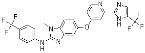 CAS # 927880-90-8, RAF 265, 1-Methyl-5-[[2-[5-(trifluoromethyl)-1H-imidazol-2-yl]-4-pyridinyl]oxy]-N-[4-(trifluoromethyl)phenyl]-1H-benzimidazol-2-amine, CHIR 265,