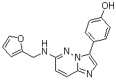 CAS # 928333-30-6, IRAK inhibitor 2, 4-[6-[[(Furan-2-yl)methyl]amino]imidazo[1,2-b]pyridazin-3-yl]phenol