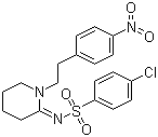 structure of CAS# 93101-02-1, 4-Chloro-N-[1-[2-(4-nitrophenyl)ethyl]-2-piperidinylidene]benzenesulfonamide