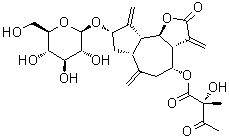 CAS # 93395-31-4, (2R)-2-Hydroxy-2-methyl-3-oxobutanoic acid (3aR,4R,6aR,8S,9aR,9bR)-8-(beta-D-glucopyranosyloxy)dodecahydro-3,6,9-tris(methylene)-2-oxoazuleno[4,5-b]furan-4-yl ester
