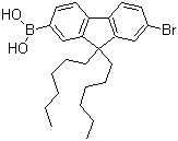 structure of CAS# 934762-26-2, B-(7-Bromo-9,9-dihexyl-9H-fluoren-2-yl)boronic acid