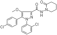 CAS 登录号：935256-10-3, 1-(2-氯苯基)-5-(4-氯苯基)-4-甲氧基-N-(2-氧代-1-哌啶基)-1H-吡唑-3-甲酰胺