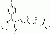structure of CAS# 93957-52-9, 3-Methyl(E)-7-[3-(4-fluorophenyl)-1-methylethyl-indol-2-yl]-3-hydroxy-5-oxohept-6-enoate