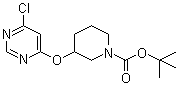 structure of CAS# 939986-44-4, 3-[(6-Chloro-4-pyrimidinyl)oxy]-1-piperidinecarboxylic acid tert-butyl ester