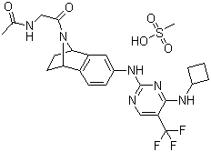 CAS 登录号：942487-63-0, N-[2-[(1R,4S)-6-[[4-(环丁基氨基)-5-(三氟甲基)-2-嘧啶基]氨基]-1,2,3,4-四氢萘-1,4-亚氨-9-基]-2-氧代乙基]乙酰胺甲磺酸盐 (1:1)