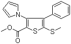 structure of CAS# 947598-69-8, 5-(甲硫基)-4-苯基-3-(1H-吡咯-1-基)-2-噻吩甲酸甲酯