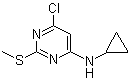 structure of CAS# 951884-05-2, 6-氯-N-环丙基-2-(甲硫基)-4-嘧啶胺
