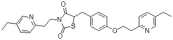 structure of CAS# 952188-00-0, 5-[4-[2-(5-乙基吡啶-2-基)乙氧基]苄基]-3-[2-(5-乙基吡啶-2-基)乙基]噻唑烷-2,4-二酮