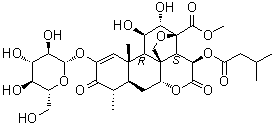 CAS # 95258-15-4, Yadanzioside A, (11beta,12alpha,15beta)-13,20-Epoxy-2-(beta-D-glucopyranosyloxy)-11,12-dihydroxy-15-(3-methyl-1-oxobutoxy)-3,16-dioxo-picras-1-en-21-oic acid methyl ester