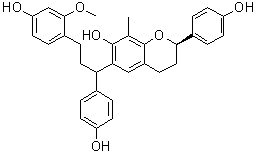 CAS # 956103-75-6, (2R)-3,4-Dihydro-6-[3-(4-hydroxy-2-methoxyphenyl)-1-(4-hydroxyphenyl)propyl]-2-(4-hydroxyphenyl)-8-methyl-2H-1-benzopyran-7-ol, (2R)-8-Methylsocotrin-4'-ol, 8-Methylsocotrin-4'-ol