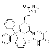 CAS 登录号：956139-30-3, N,N-二甲基氯亚膦酰胺 [(2S,6R)-6-(3,4-二氢-5-甲基-2,4-二氧代-1(2H)-嘧啶基)-4-(三苯基甲基)-2-吗啉基]甲基酯