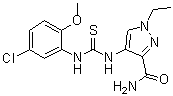 structure of CAS# 957485-64-2, 4-[[[(5-氯-2-甲氧基苯基)氨基]硫代甲酰]氨基]-1-乙基-1H-吡唑-3-甲酰胺