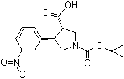 structure of CAS# 959577-50-5, (3S,4R)-1-Boc-4-(3-nitrophenyl)pyrrolidine-3-carboxylic acid