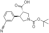 structure of CAS# 959580-33-7, N-Boc-(3S,4R)-4-(3-氰基苯基)吡咯烷-3-羧酸
