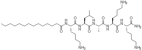 structure of CAS# 959610-30-1, N2-(1-Oxotetradecyl)-L-lysyl-L-leucyl-L-alanyl-L-lysyl-L-lysinamide