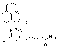 structure of CAS# 959763-06-5, 4-[[4-Amino-6-(5-chloro-1H,3H-naphtho[1,8-cd]pyran-6-yl)-1,3,5-triazin-2-yl]thio]butanamide