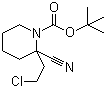 structure of CAS# 960294-15-9, 2-(2-Chloroethyl)-2-cyano-1-piperidinecarboxylic acid tert-butyl ester