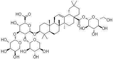 CAS # 96158-12-2, (3beta)-28-(beta-D-Glucopyranosyloxy)-28-oxoolean-12-en-3-yl O-alpha-L-arabinopyranosyl-(1→3)-O-[beta-D-xylopyranosyl-(1→2)]-beta-D-glucopyranosiduronic acid, Hemsloside Ma 2, Momordin IIe