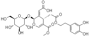 CAS # 96382-90-0, Oleuropeinic acid, (2S,3E,4S)-3-(Carboxymethylene)-2-(beta-D-glucopyranosyloxy)-3,4-dihydro-5-(methoxycarbonyl)-2H-pyran-4-acetic acid 4-[2-(3,4-dihydroxyphenyl)ethyl] ester