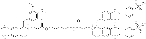 CAS # 96946-44-0, (1R,1'R,2R,2'S)-2,2'-[1,5-Pentanediylbis[oxy(3-oxo-3,1-propanediyl)]]bis[1-[(3,4-dimethoxyphenyl)methyl]-1,2,3,4-tetrahydro-6,7-dimethoxy-2-methylisoquinolinium] dibenzenesulfonate