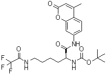 structure of CAS# 97885-44-4, [(1S)-1-[[(4-甲基-2-氧代-2H-1-苯并吡喃-7-基)氨基]羰基]-5-[(三氟乙酰基)氨基]戊基]氨基甲酸叔丁酯