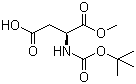 structure of CAS# 98045-03-5, N-叔丁氧羰基-L-天门冬氨酸 1-甲酯
