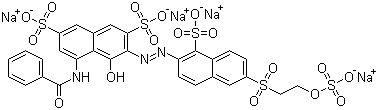 CAS # 98114-32-0 (72828-03-6), Reactive Red 180, 5-(Benzoylamino)-4-hydroxy-3-[2-[1-sulfo-6-[[2-(sulfooxy)ethyl]sulfonyl]-2-naphthalenyl]diazenyl]-2,7-naphthalenedisulfonic acid sodium salt, Diamira Brilliant Red F 3B, Duasyn Brilliant Red F 3B-SF-VP218, Pro-Jet Magenta 1T