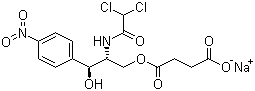 CAS # 982-57-0, Chloramphenicol sodium succinate, Sodium 4-[(2R,3R)-2-[(2,2-dichloroacetyl)amino]-3-hydroxy-3-(4-nitrophenyl)propoxy]-4-oxobutanoate