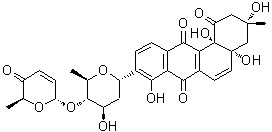 CAS # 99260-66-9, Saquayamycin A1, [3R-(3alpha,4aalpha,12balpha)]-9-[2,6-Dideoxy-4-O-[(2R-trans)-5,6-dihydro-6-methyl-5-oxo-2H-pyran-2-yl]-beta-D-arabino-hexopyranosyl]-3,4,4a,12b-tetrahydro-3,4a,8,12b-tetrahydroxy-3-methylbenz[a]anthracene-1,7,12(2H)-trione